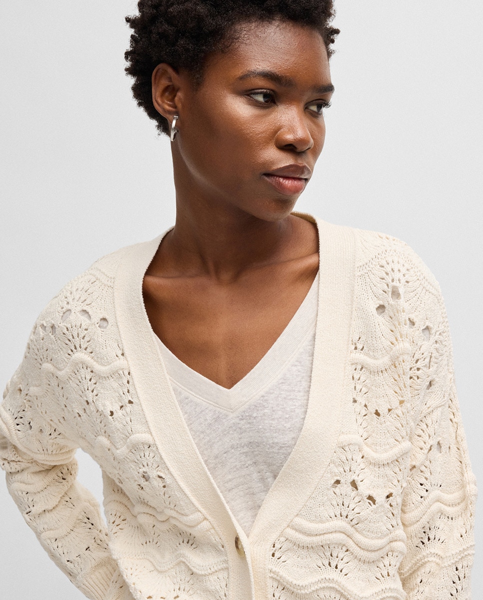 Cardigan com Logótipo Branco-gelo-3