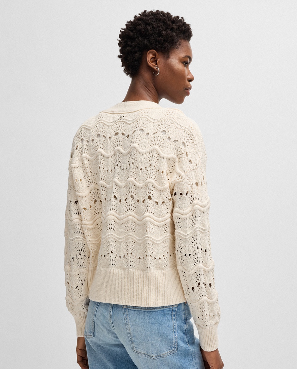 Cardigan com Logótipo Branco-gelo-2