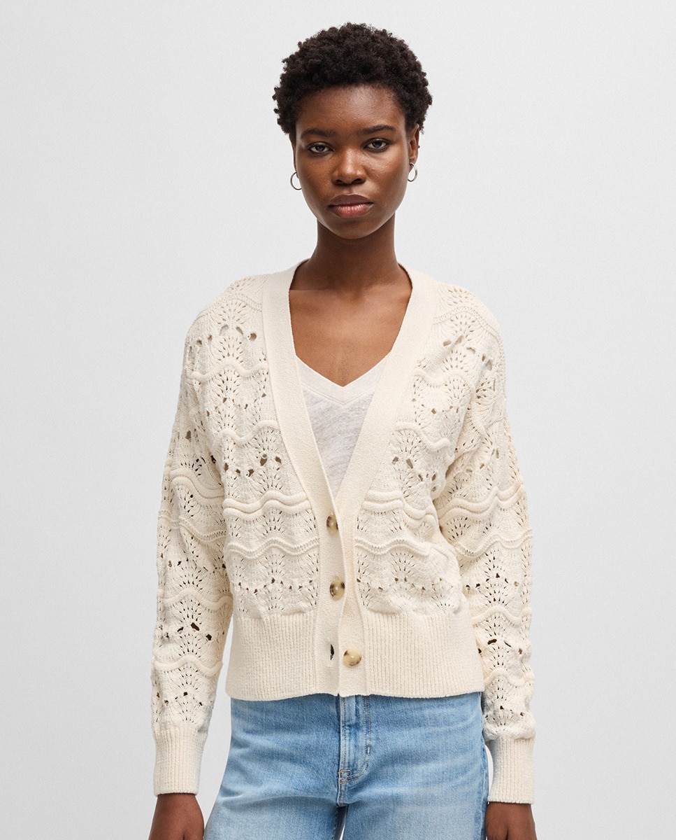 Cardigan com Logótipo Branco-gelo-1