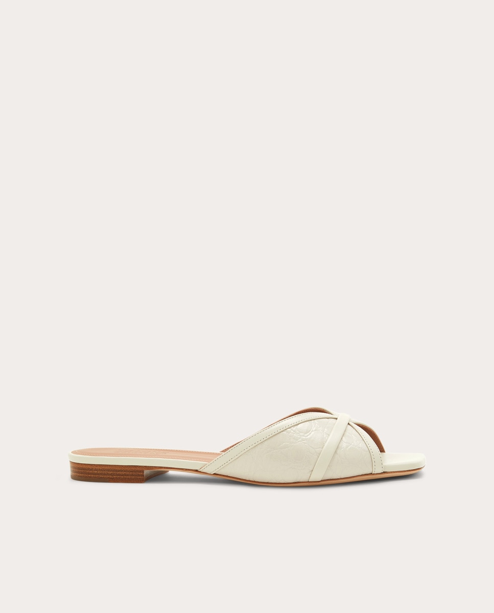 Sandalias planas Perla de piel Blanco-1