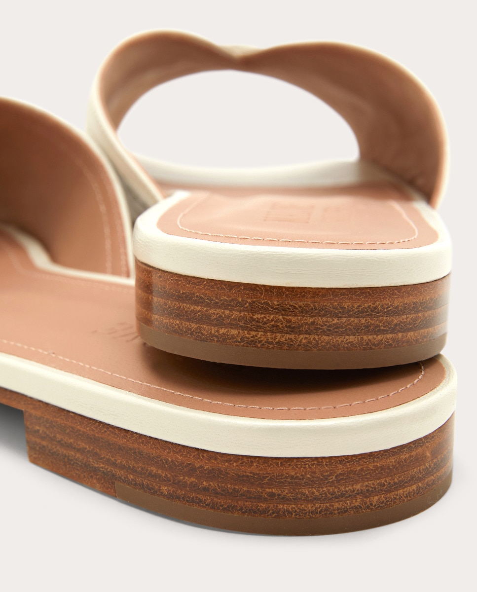 Sandalias planas Perla de piel Blanco-3