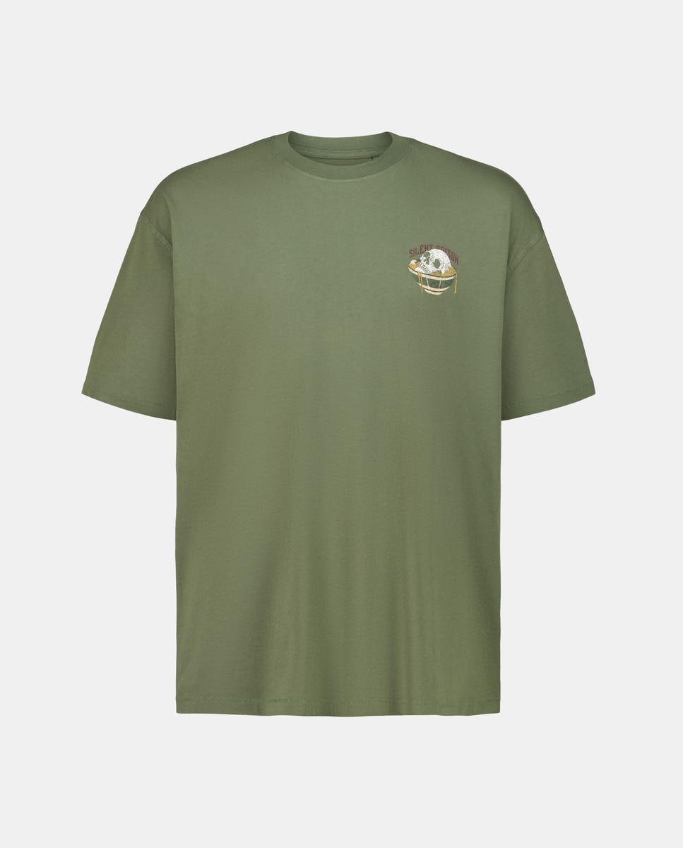 T-shirt de Manga Curta Garment Dye Print Verde-4