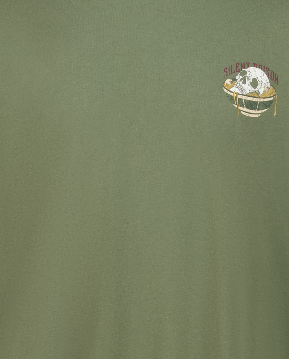 T-shirt de Manga Curta Garment Dye Print Verde-5