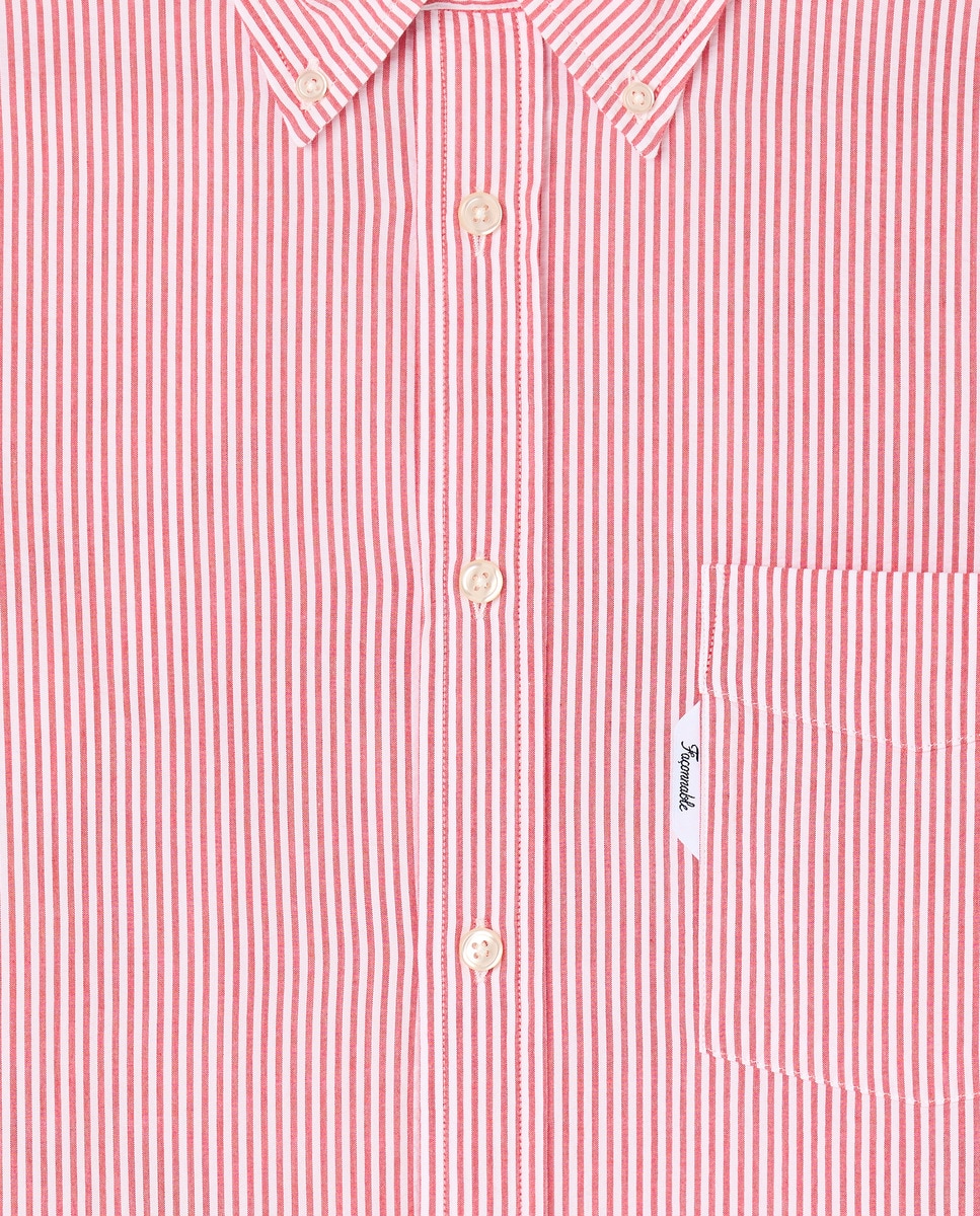 Camisa Regular Fit em Algodão e Seersucker Vermelho-7