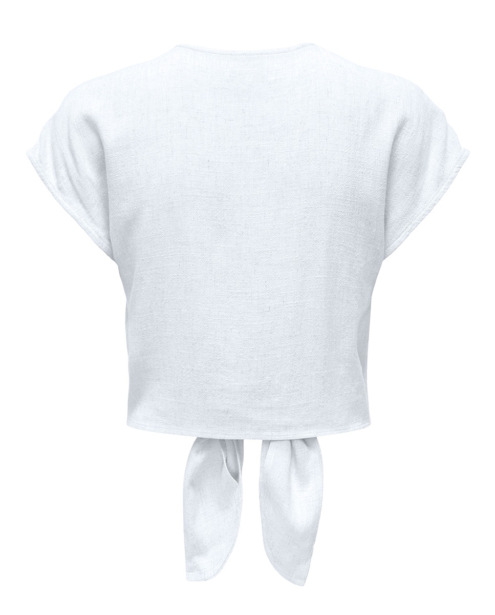 Blusa de Linho com Nó Branco-4