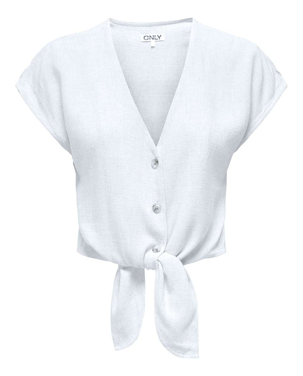 Blusa de Linho com Nó Branco-3