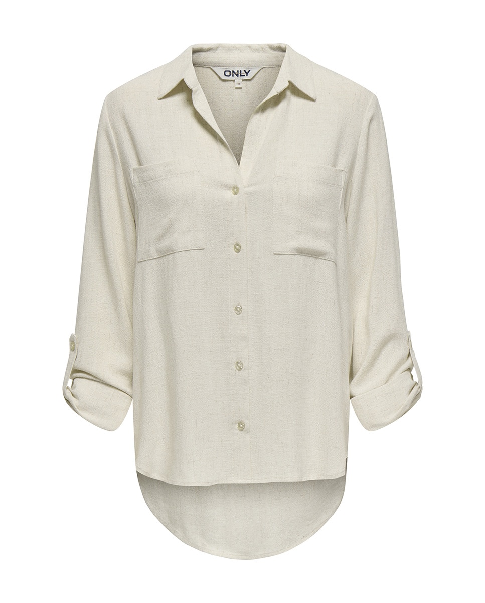 Camisa com Botões à Frente - Branco Branco-gelo-5