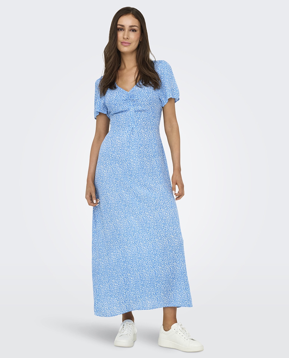 Vestido midi floral Azul-7