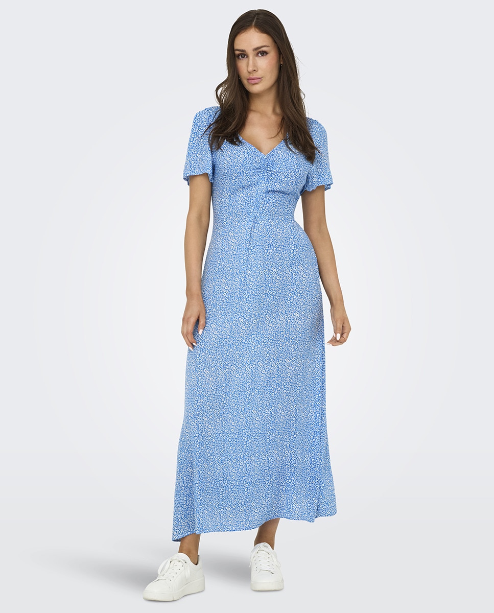 Vestido midi floral Azul-1