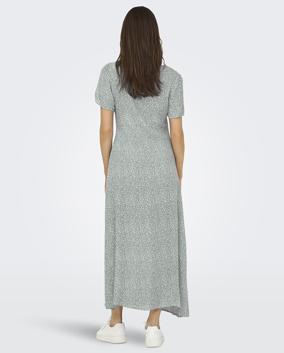 Vestido midi floral Verde Água-2