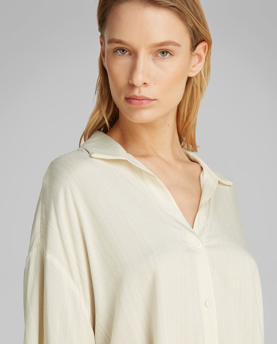 Conjunto de Pijama com Calções Woven Viscose Branco-4
