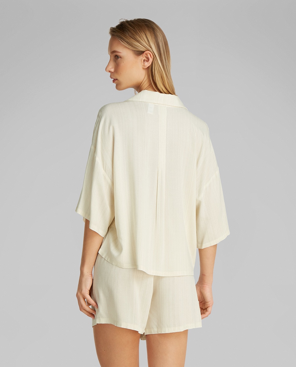 Conjunto de Pijama com Calções Woven Viscose Branco-2