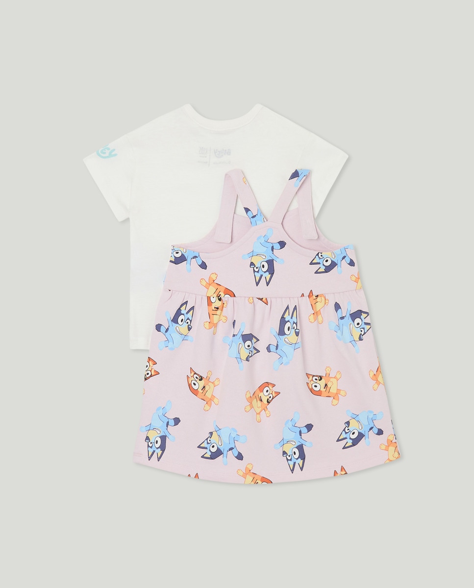 Conjunto de Vestido e T-shirt de Bebé Bluey Rosa-2