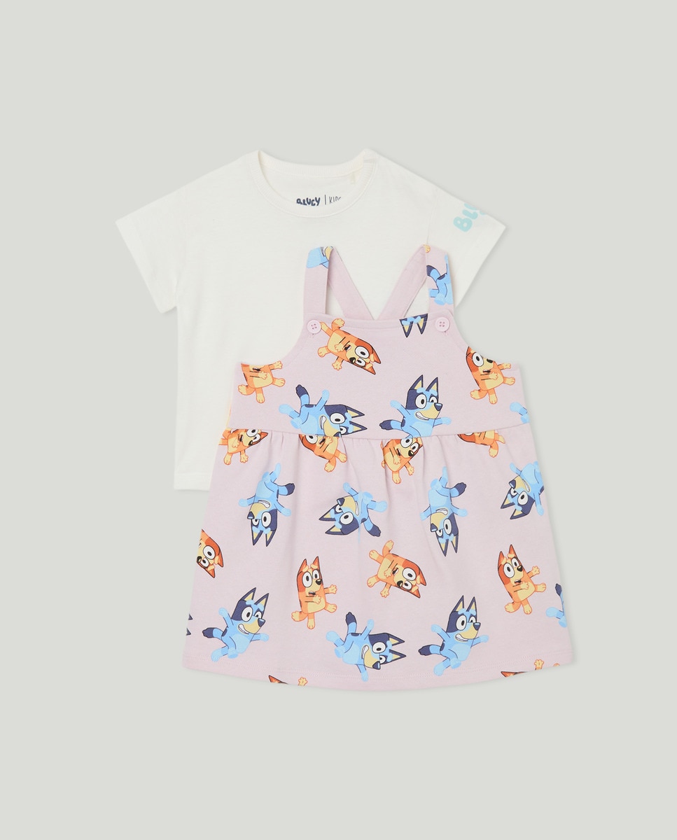 Conjunto de Vestido e T-shirt de Bebé Bluey Rosa-1