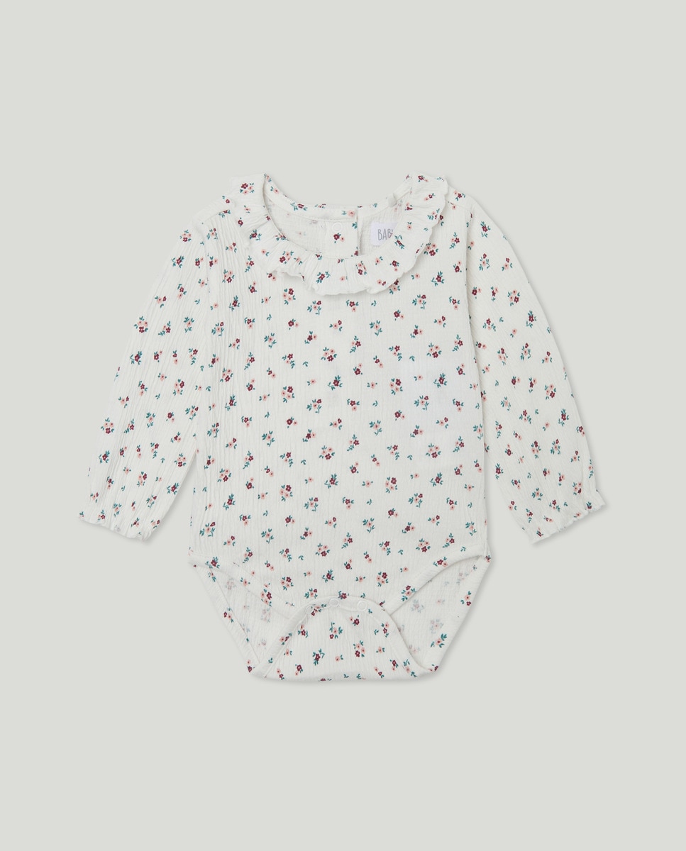 Body de Bebé com Manga Comprida, All Over Print e Gola com Folho Branco-1