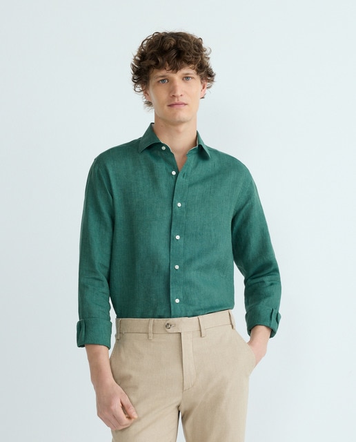 Imagem 0 de Camisa Casual com Manga Comprida e em Linho