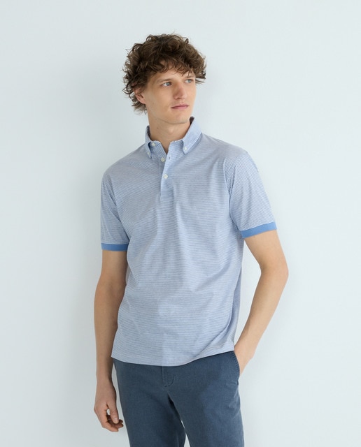 Imagen 0 de Polo de hombre manga corta raya horizontal sin bolsillo