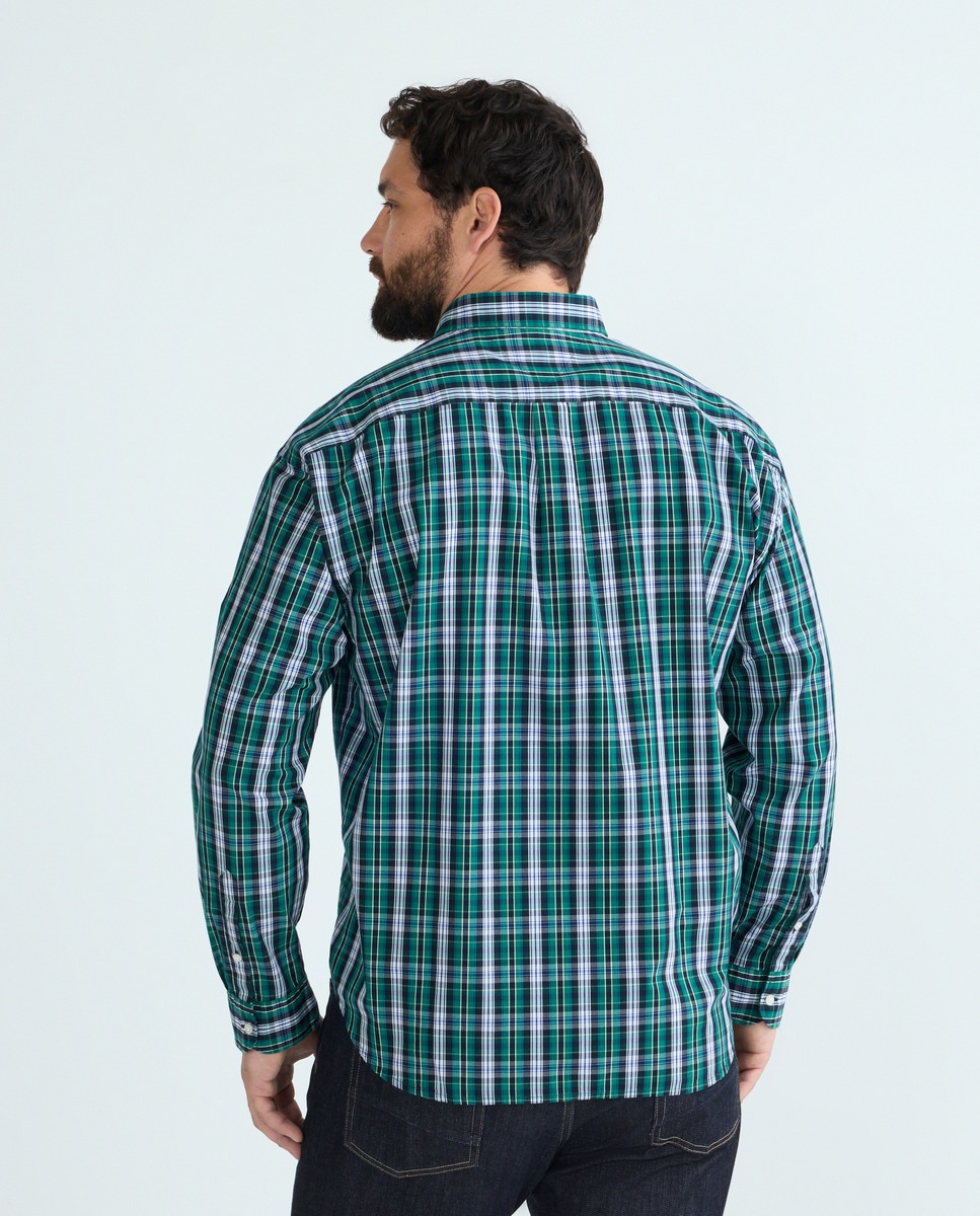 Camisa de Popelina Estampada com Manga Comprida Tamanhos Grandes Verde-3