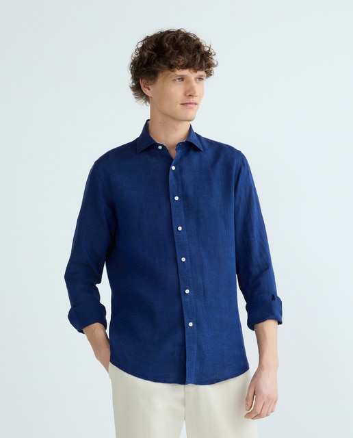 Imagem 0 de Camisa Casual de Linho com Manga Comprida Tamanhos Grandes