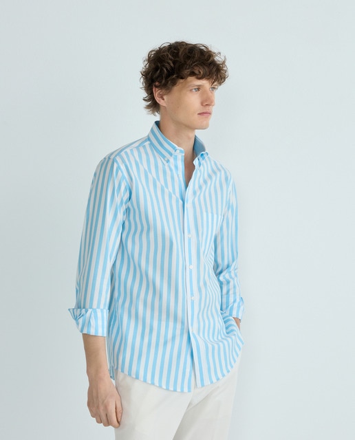 Imagem 0 de Camisa Casual às Riscas com Manga Comprida Tamanhos Grandes