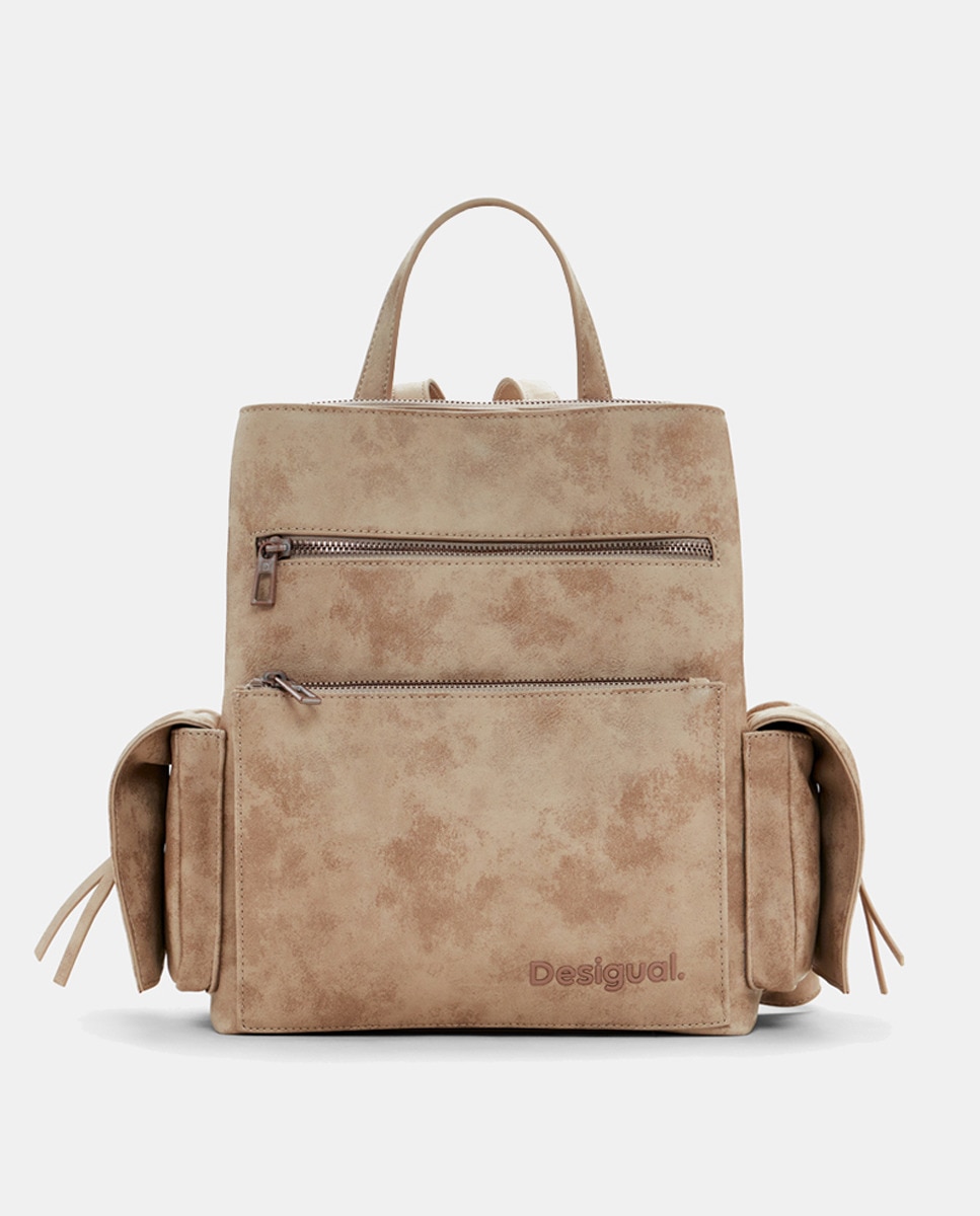 Mochila com Efeito de Pele Virada Cru-1