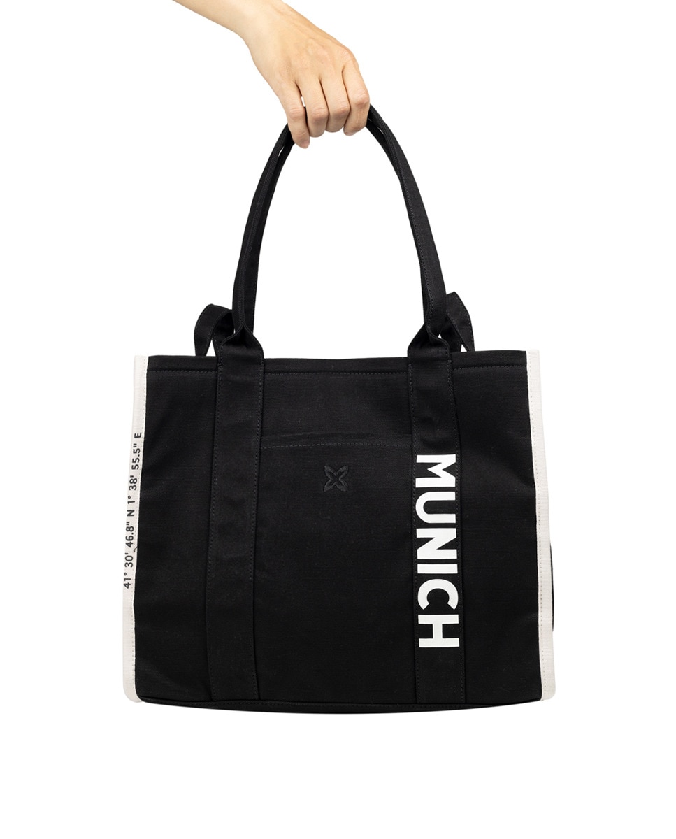 Mala Shopper em Lona de Algodão com Bolso à Frente Preto-5