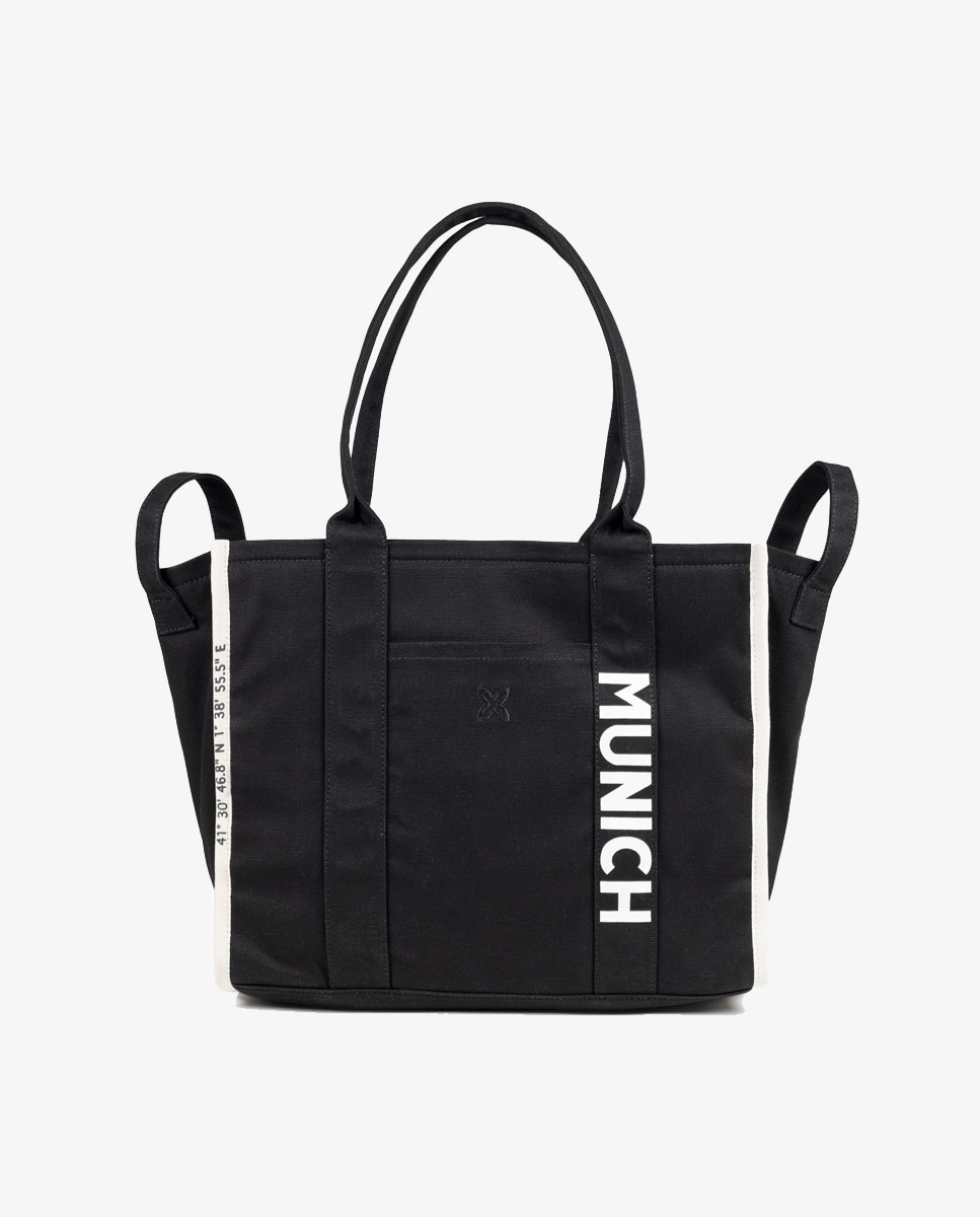 Mala Shopper em Lona de Algodão com Bolso à Frente Preto-1
