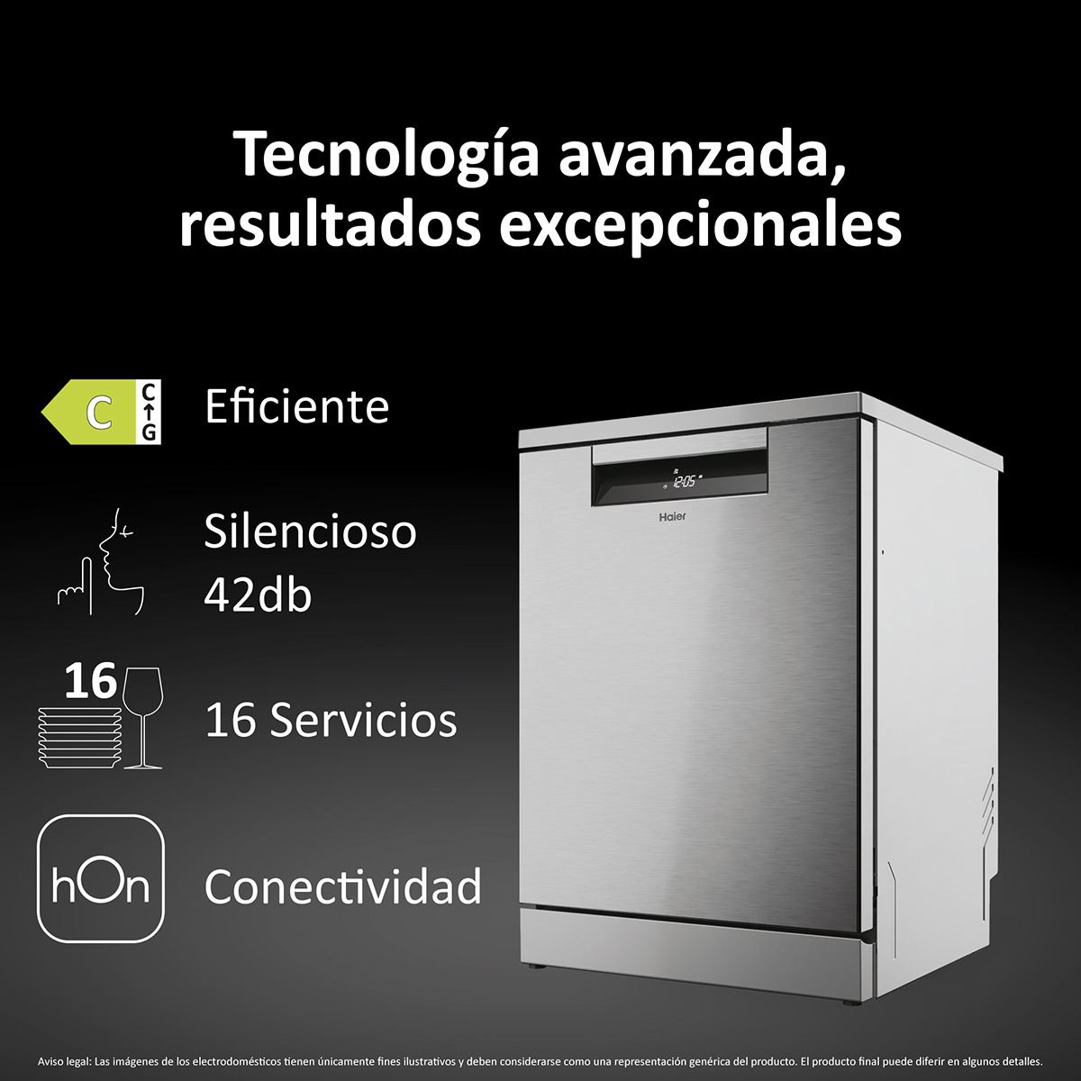 Lavavajillas Haier 16 servicios, 60 cm con WIFI I-PRO SHINE - XF 6C2M1PX Inox-5