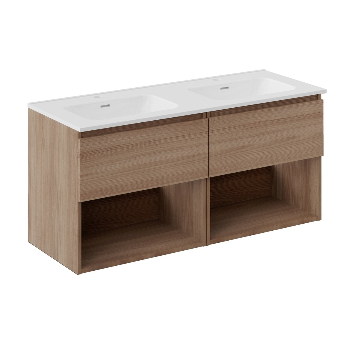 Mueble de baño doble suspendido con 4 cajones y 2 lavabos teckstone BBest Cosmic Nogal-1