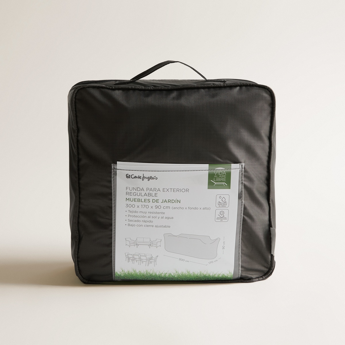 Capa para Conjunto de Mesa e 8 Cadeiras de Jardim Cover Cinzento-5