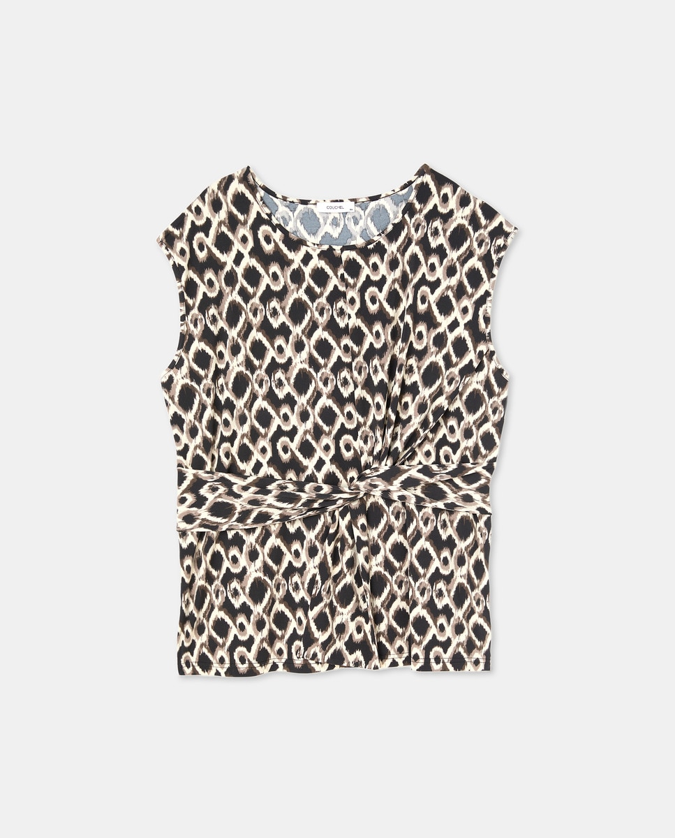 T-shirt de Malha sem Mangas Preto-4