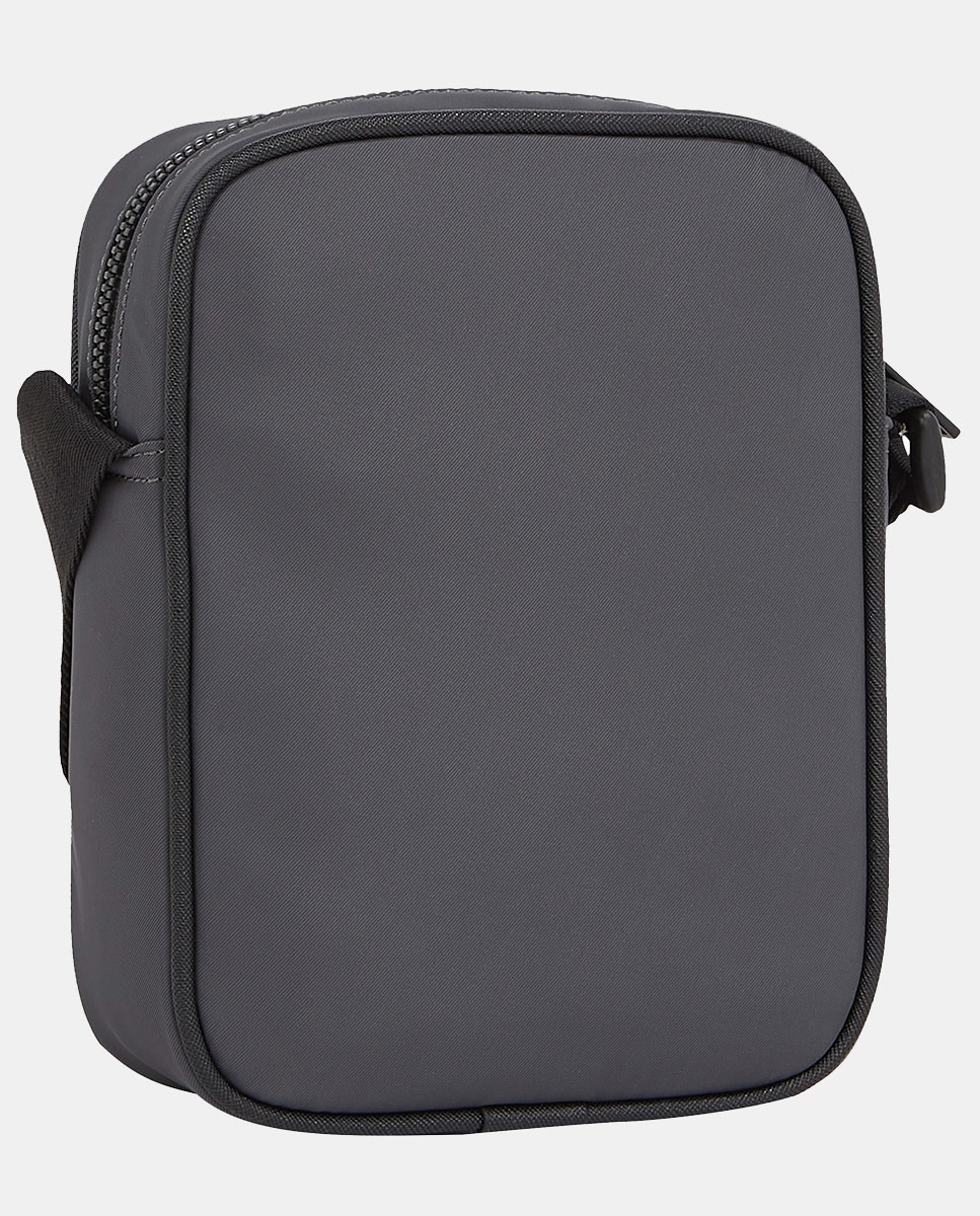 Mala a Tiracolo Estilo Mini Repórter de Poliéster Reciclado com Bolso Exterior Cinzento-2