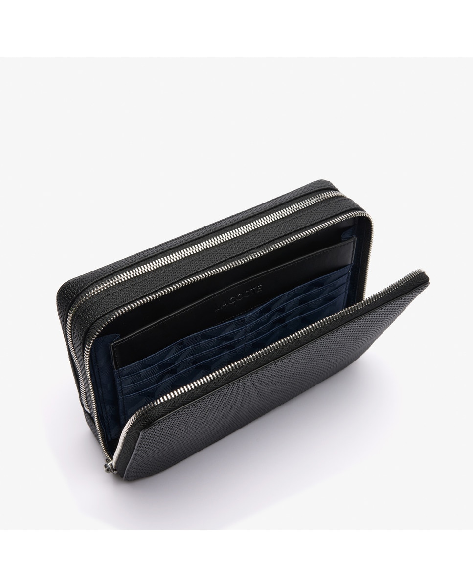 Porta-Moedas Chantaco em Pele Piqué com Fecho de Correr Preto-4