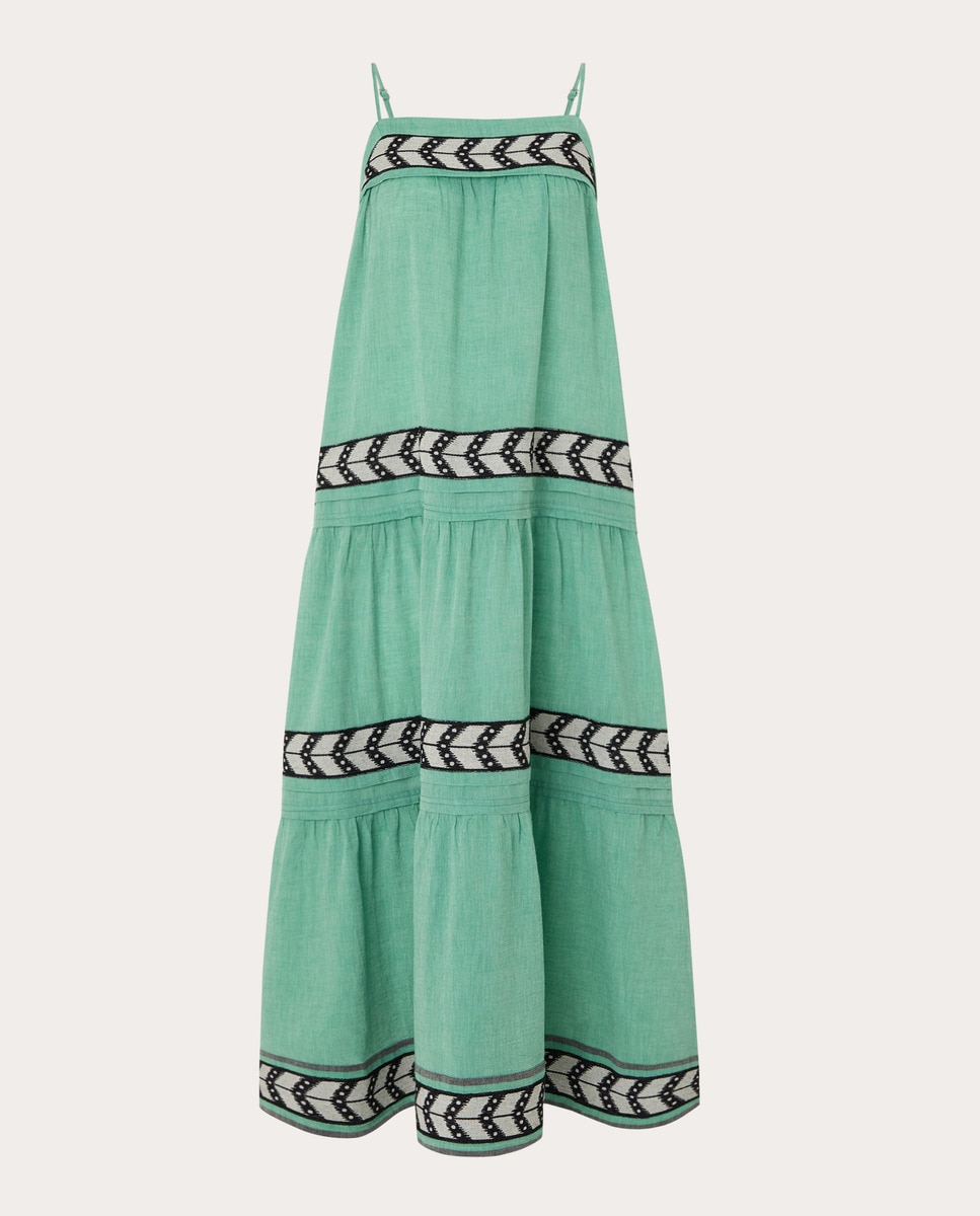 Vestido largo de algodón Verde-1