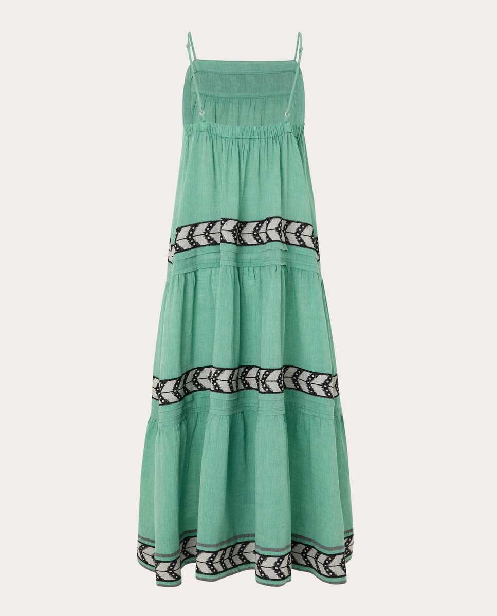 Vestido largo de algodón Verde-2