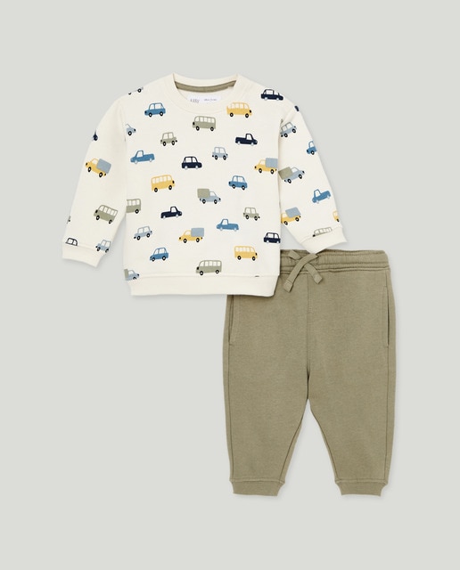 Imagem 0 de Conjunto de 2 Peças de Bebé: Sweatshirt + Calças com Estampado