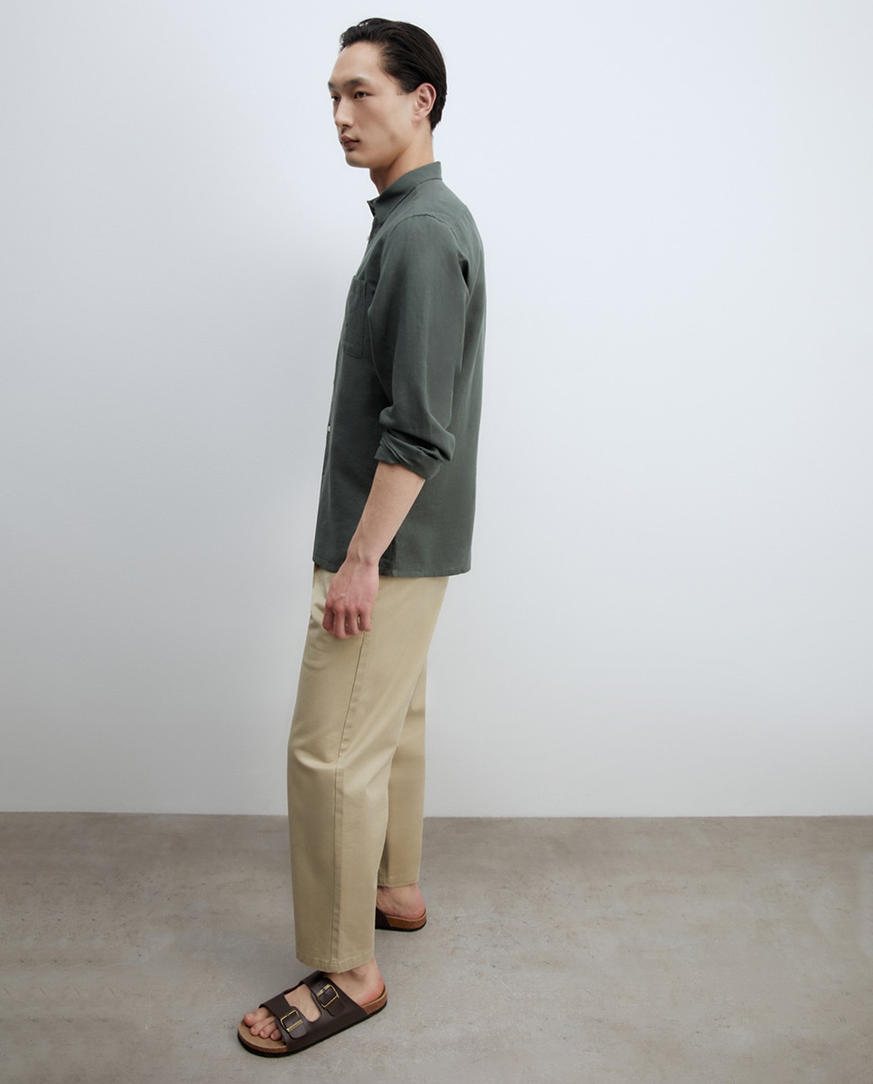 Camisa de Linho Verde-escuro-4