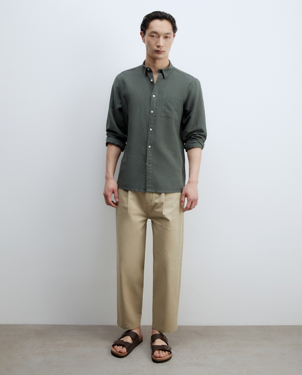 Camisa de Linho Verde-escuro-2
