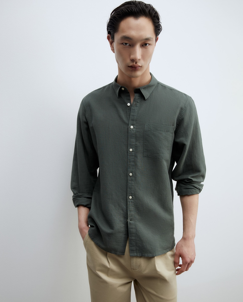 Camisa de Linho Verde-escuro-1
