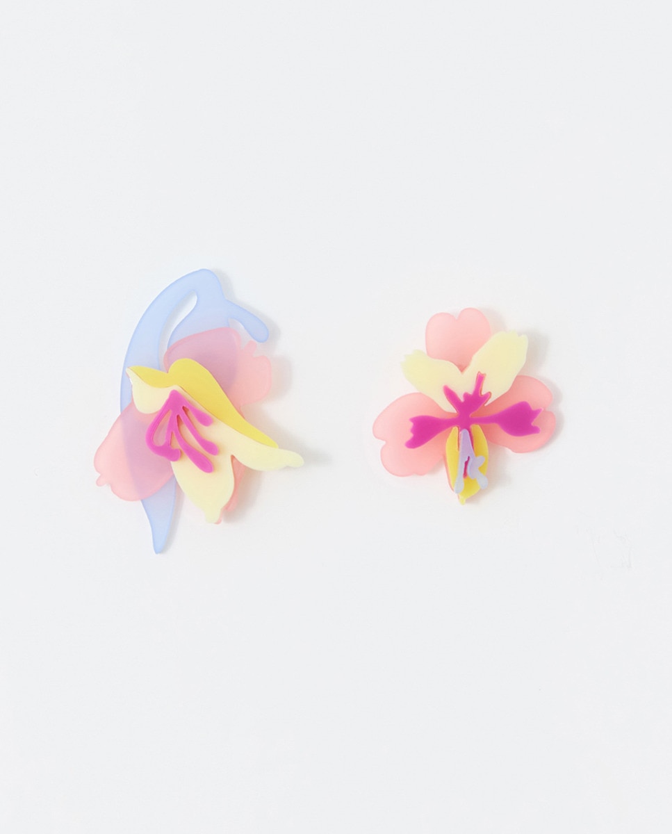 Pendientes flores resina Multicolor-1