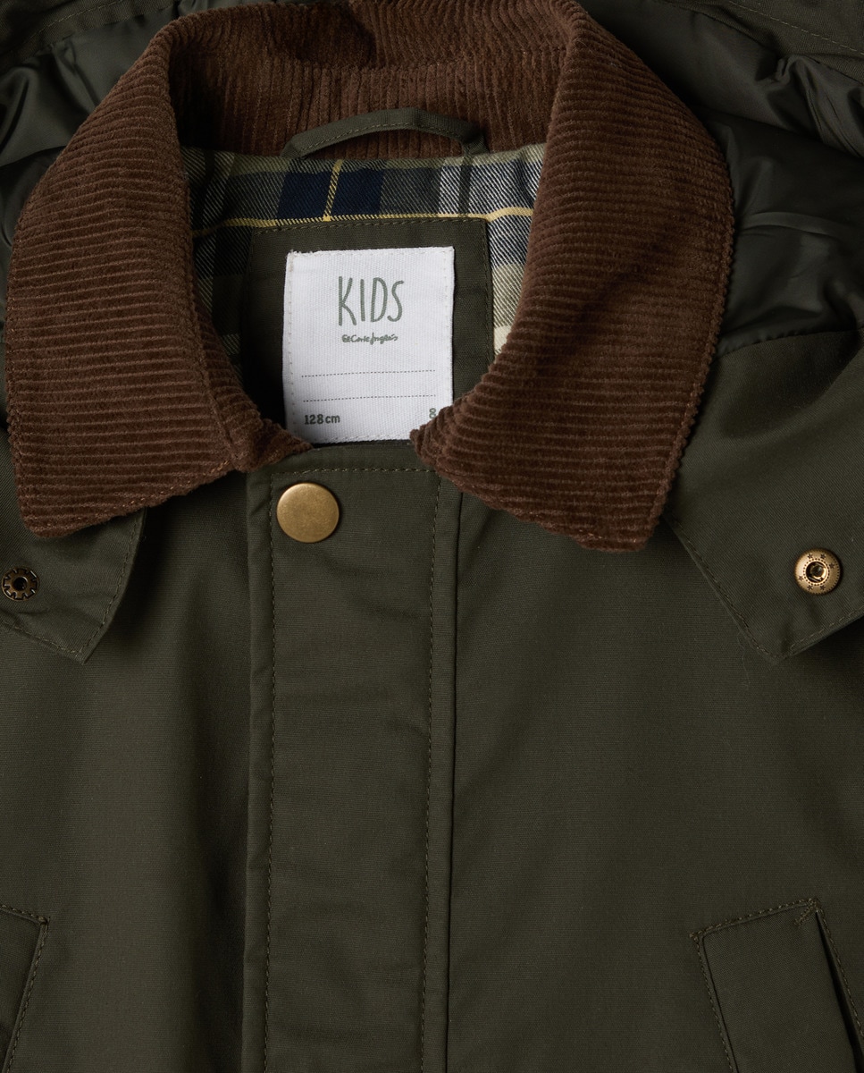 Parka Encerada com Interior aos Quadrados 520 Caqui-6