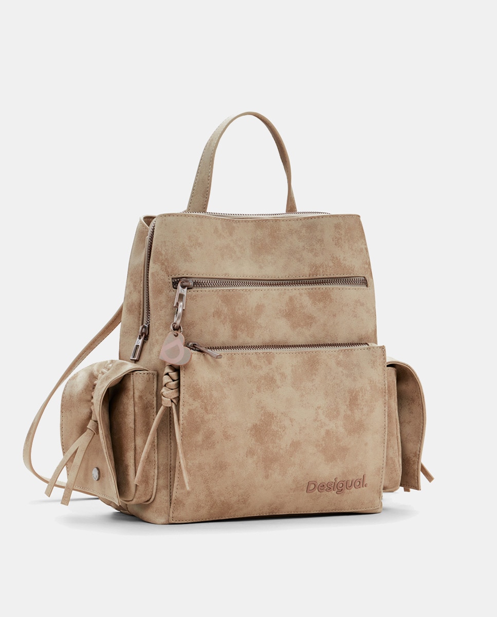 Mochila com Efeito de Pele Virada Cru-2