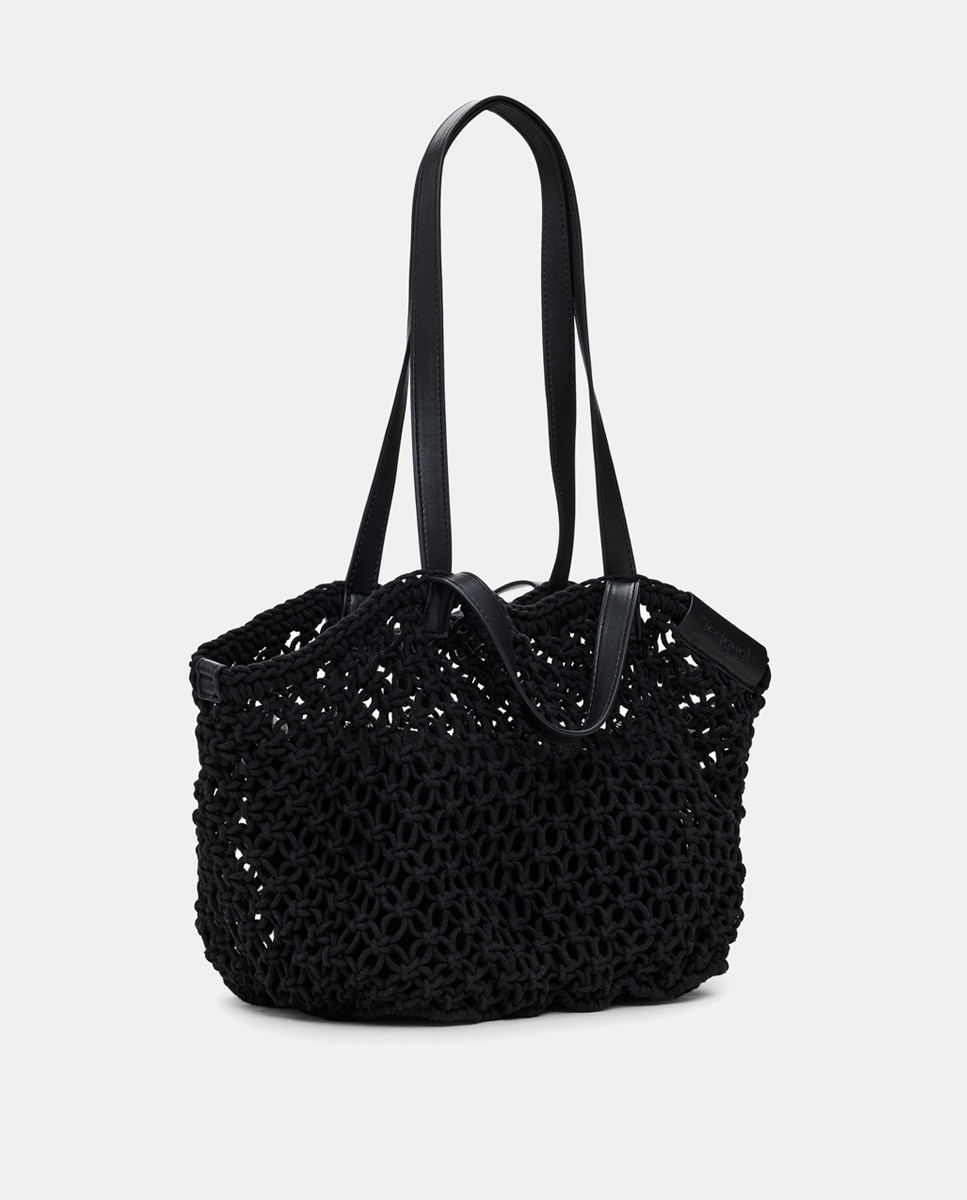 Mala a Tiracolo de Crochet Mini Preto-2