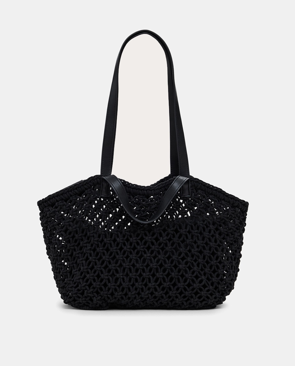 Mala a Tiracolo de Crochet Mini Preto-3