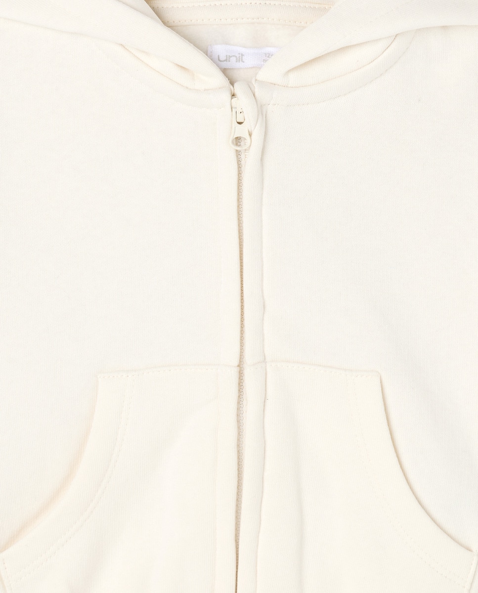 Sudadera bebé bolsillo canguro cremallera Blanco-3