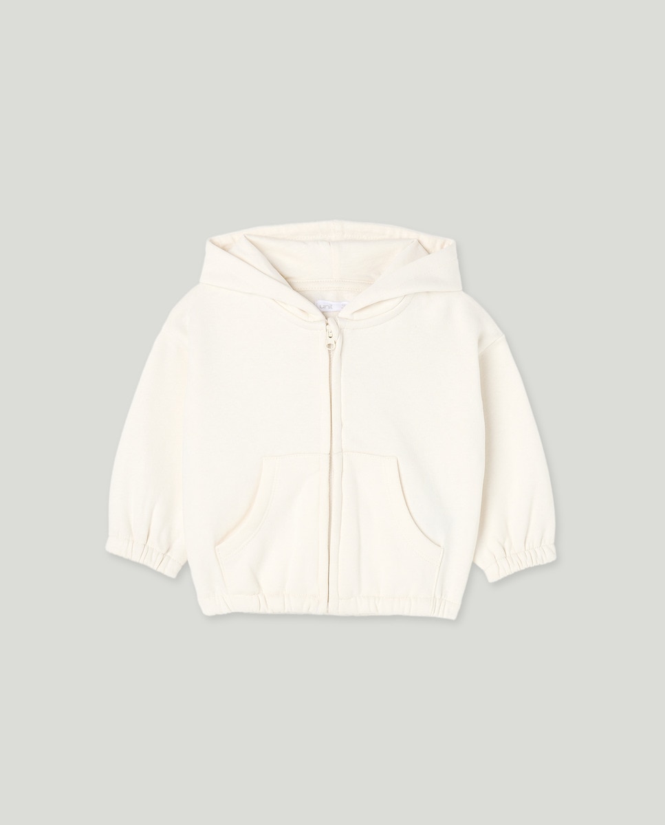 Sudadera bebé bolsillo canguro cremallera Blanco-1