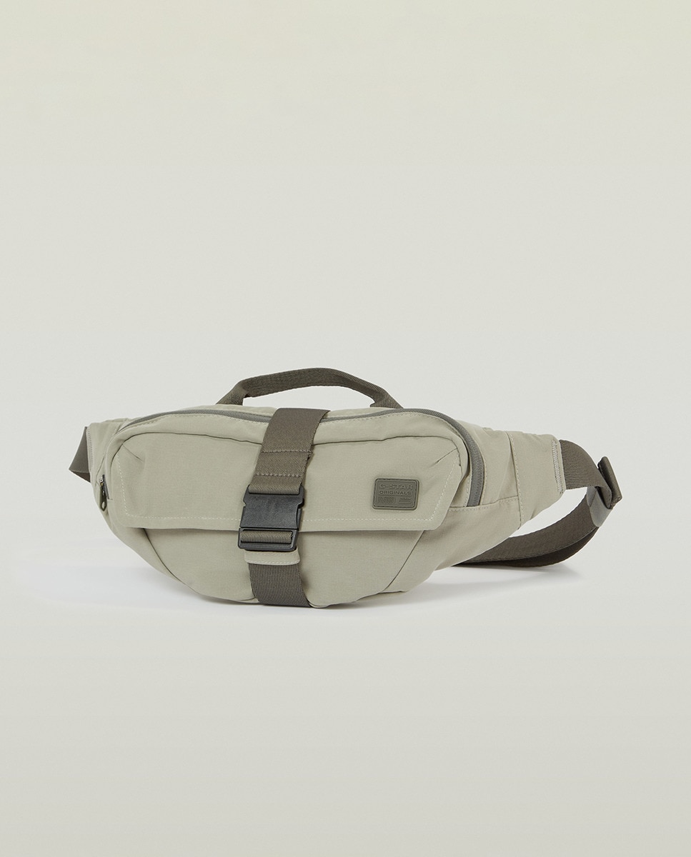 Bolsa de Cintura com Fecho de Correr e Fecho Duplo com Fivela Caqui-4