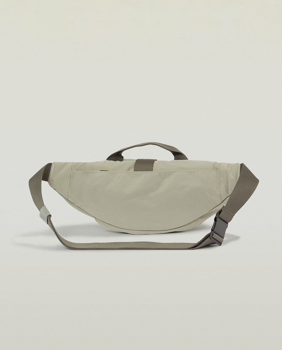 Bolsa de Cintura com Fecho de Correr e Fecho Duplo com Fivela Caqui-3
