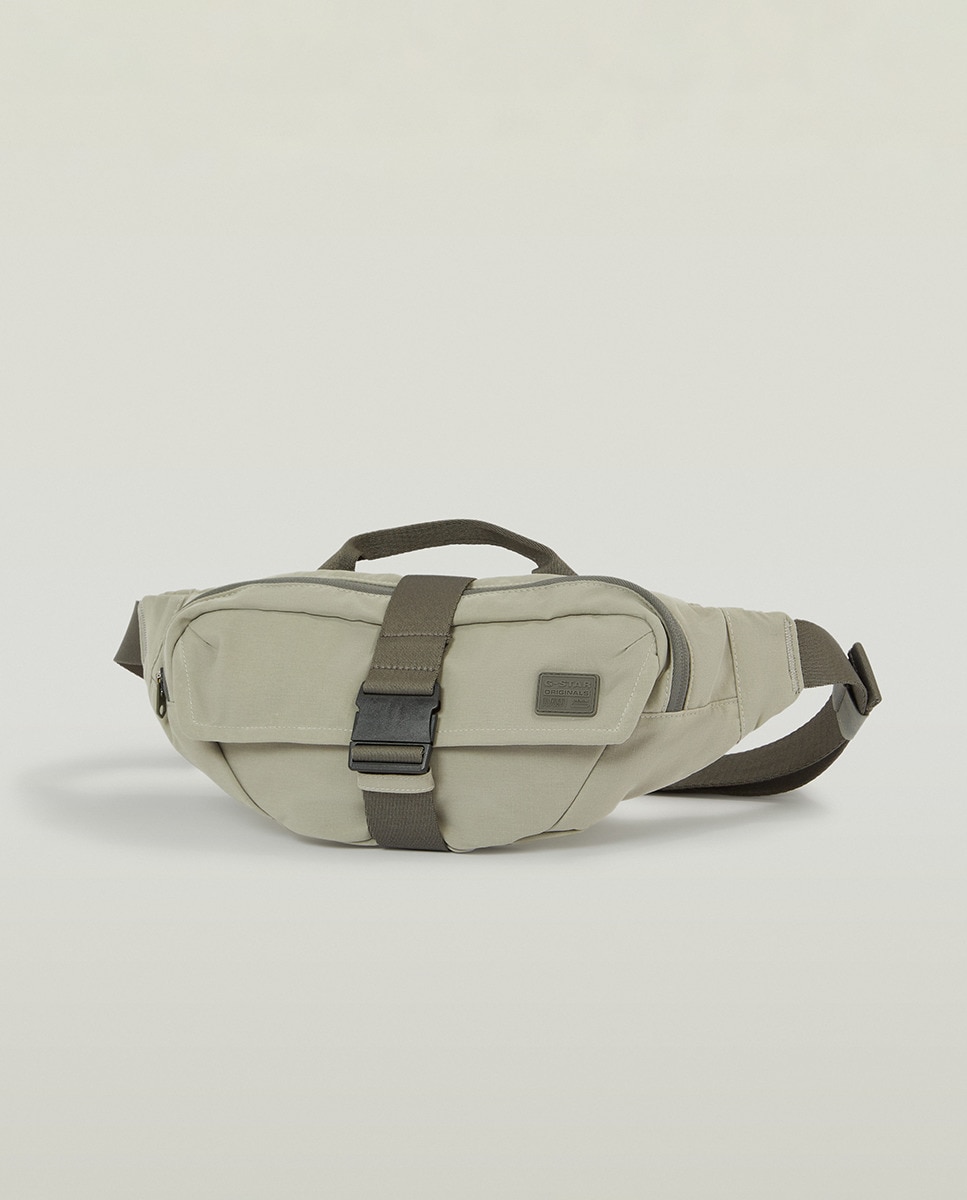 Bolsa de Cintura com Fecho de Correr e Fecho Duplo com Fivela Caqui-1
