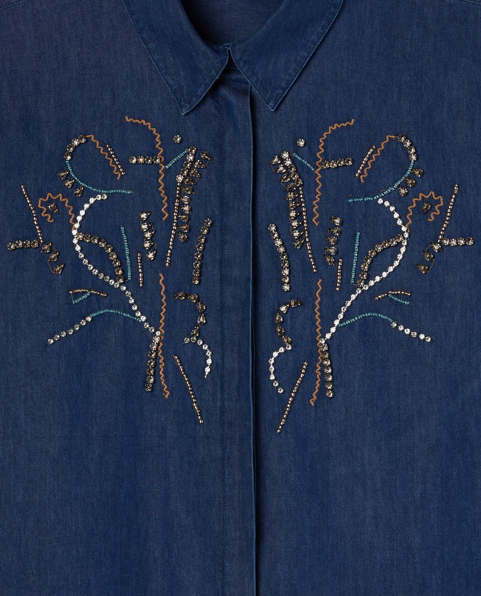 Camisa Lisa com Manga Comprida Azul pálido-5